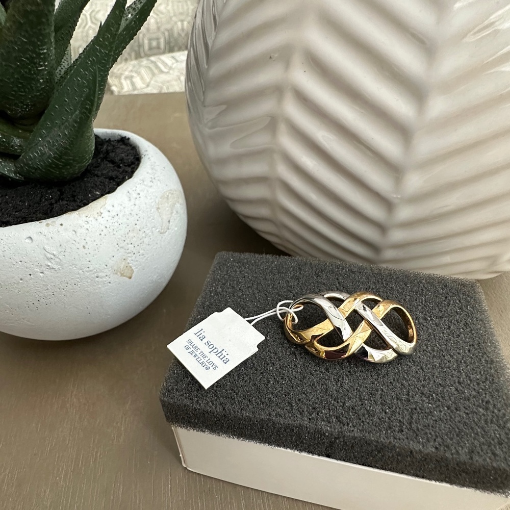 Lia Sophia Intertwined Silver & Gold Tone Slide